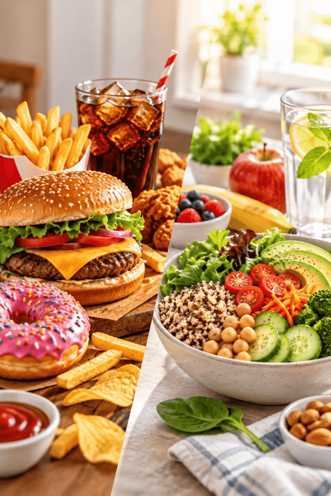 Junk food versus healthy food and its impact on health